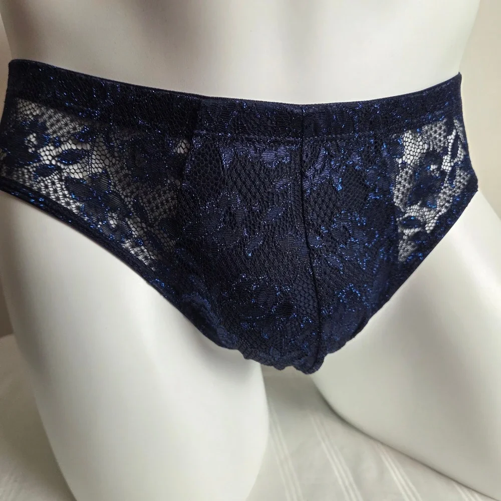 Cosabella Never Say Never Mens Metallic Micro Brief Nocturnal Blue
